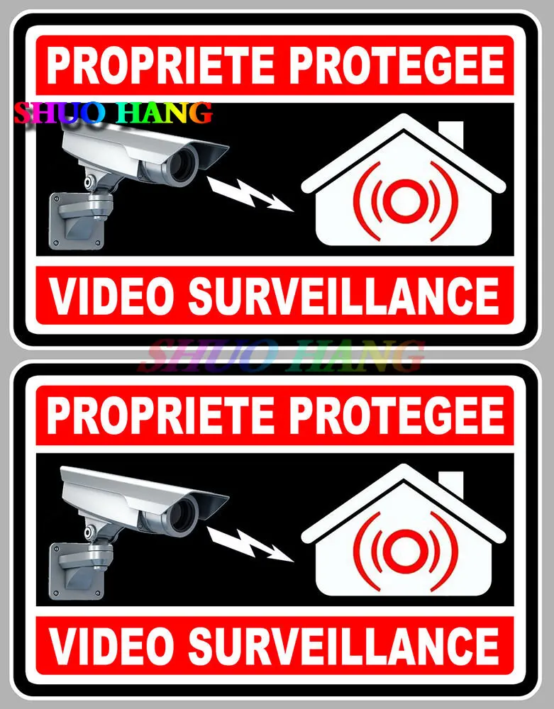 24-hour Video Camera Protection, Security Monitoring, Alarm, Vinyl Stickers, Suitable for Shopping Malls, Street Walls, PVC