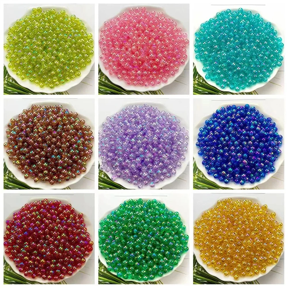 4/5/6/8/10MM Wholesale AB Color Round Acrylic Beads Straight Hole Transparent For Jewelry Making DIY Bracelet