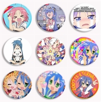 Anime Lucky Star Kawaii Izumi Kagami Akira-sama Button Pin Konata 2007 is Eternal Brooch Badge Girls Bag Decor Fans Collect