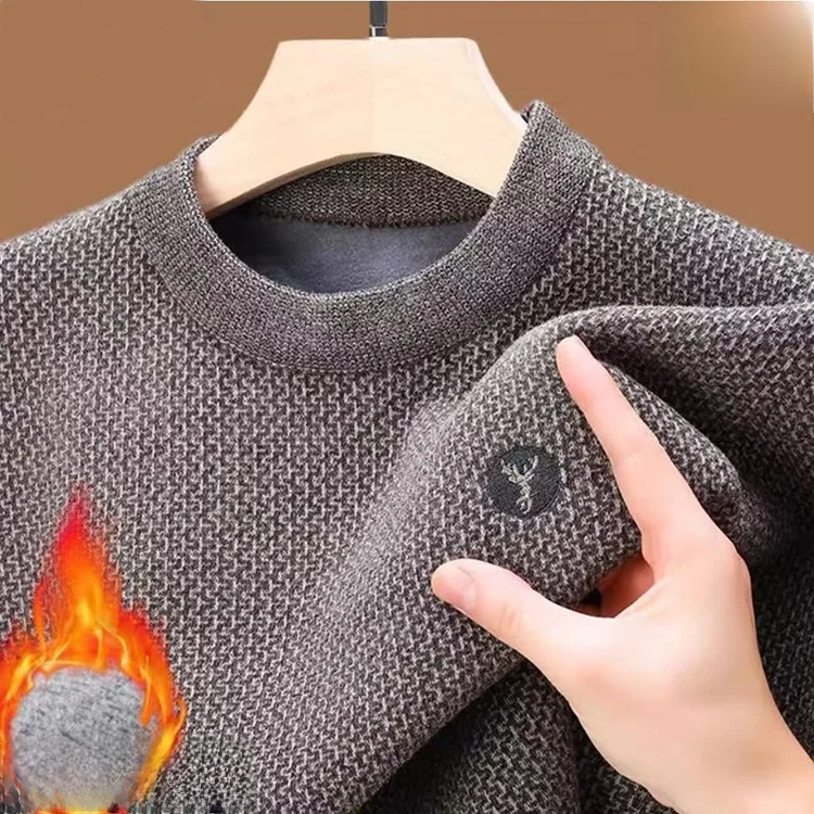 

Busin Gentleman Knitted Sweater round Ne Straight Leg Artificial Fiber Thiened Winter Commute Polyester Long Sve