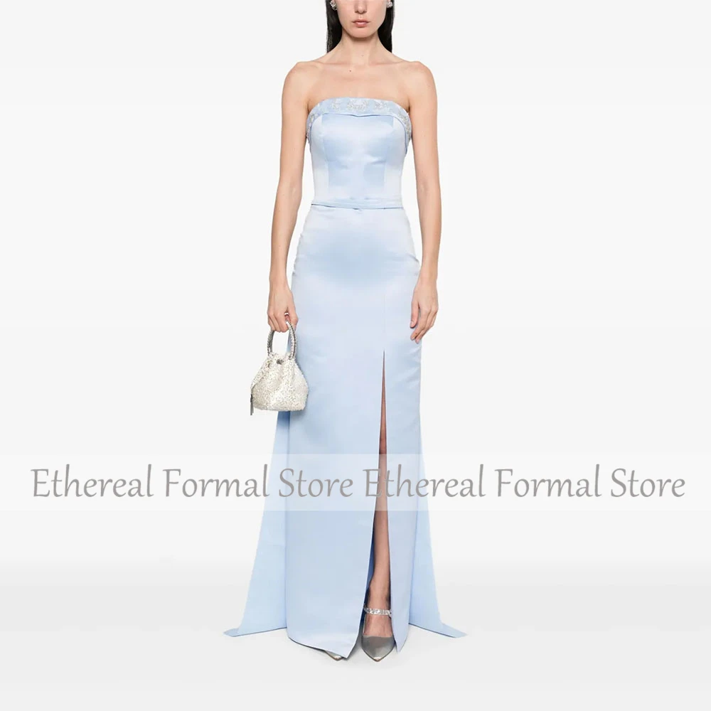 Vestido de noche moderno para mujer, vestido de fiesta Formal hasta el tobillo de sirena con cuello redondo y cuentas, vestido saudí sin mangas para graduación