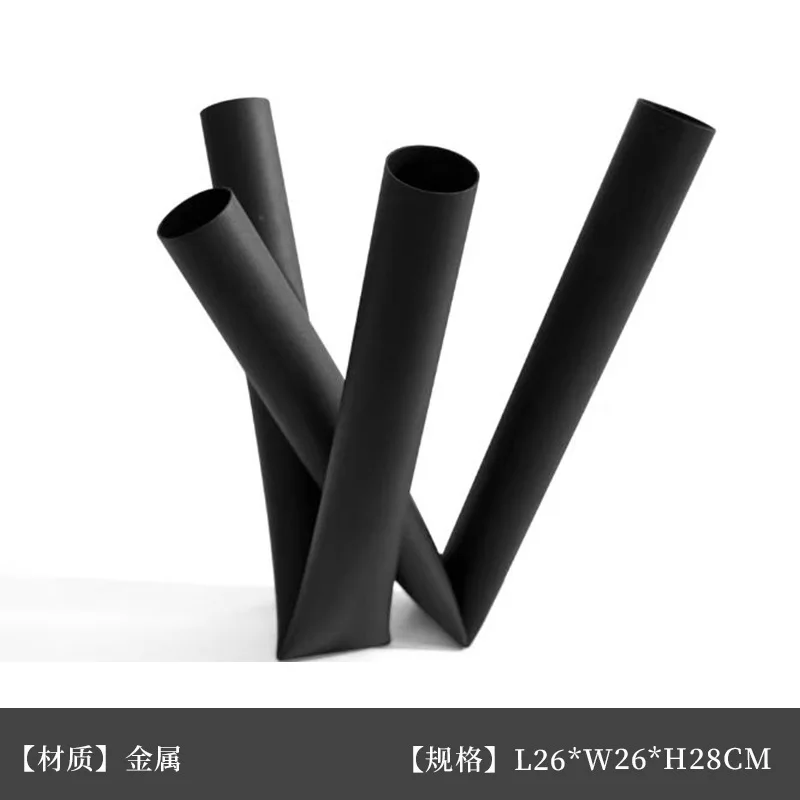 Simple and modern creative black metal tube scattered flower arrangement model room sales office entrance restaurant decoration