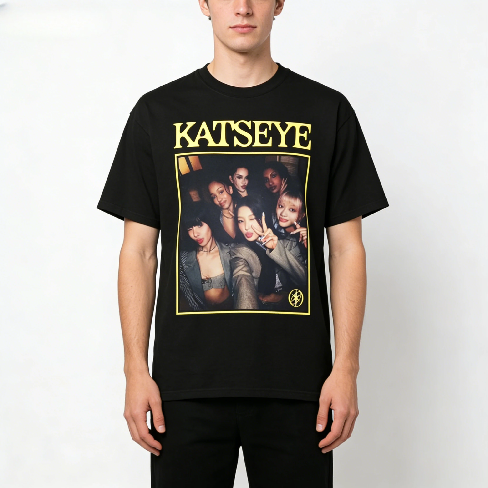 

Футболка унисекс с коротким рукавом «Кошачий глаз» (кэтсай) весна-лето 2026 для мальчиков и девочек в стиле K-pop, как у Меган, Даниэль, Мэйон, Лары