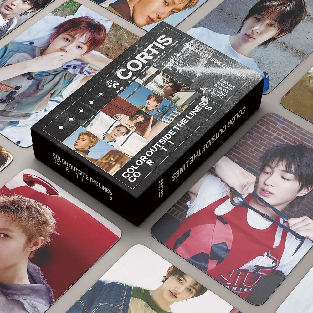 Kpop CORTIS 1er álbum COLOR OUTSIDE THE LINES Tarjeta en caja Foto HD de alta calidad Impresión de doble cara Colección de fans de tarjetas LOMO