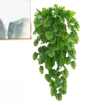 

1 pcs Artificial Hanging Plants, Fake Monstera Leaves, Ivy Vine, Faux Greenery, Palm Leaf Plant for Home Garden, Party Decor
