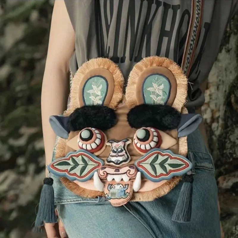 

Original YASTEE Tiger Head Bag Chinese Heritage Embroidery Crossbody Shoulder Bag Handmade Intangible Culture Cute Trendy Gift