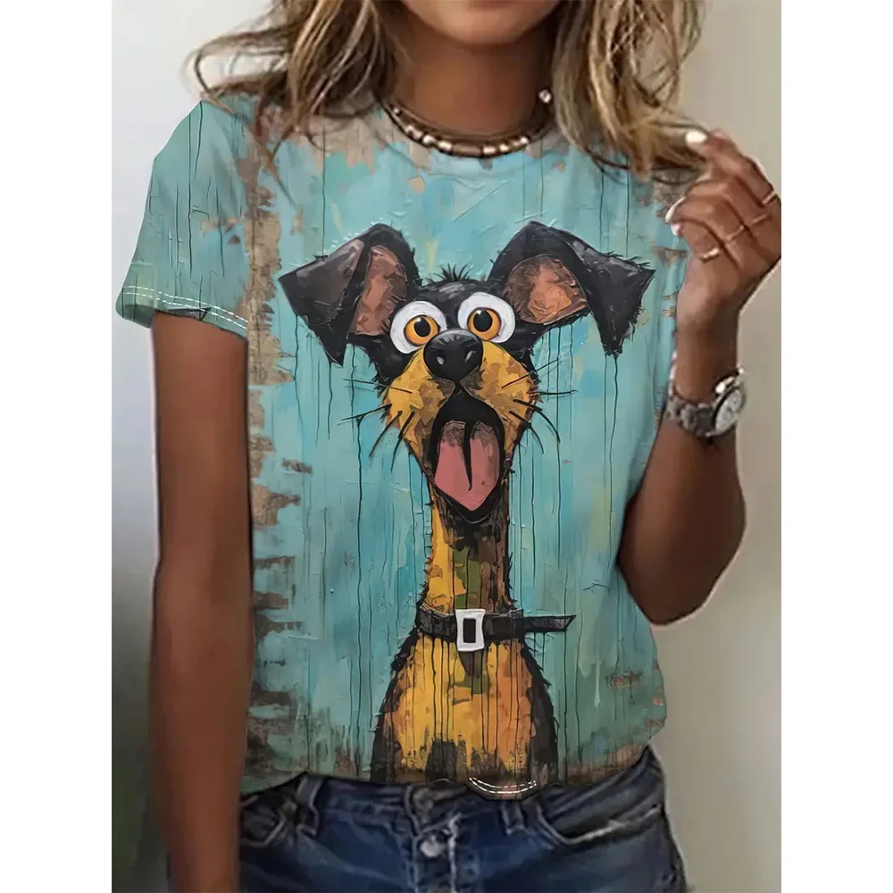 Summer Women's T Shirt Funny Animal 3d Print Oversized Clothing Fashion Crew Neck Casual Short Sleeve Pullover Female T-Shirts