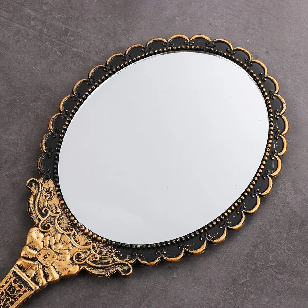 Women Dresser Mirror Standing Makeup Vanity Mirror Vintage Handheld Mirror Oval-Shape