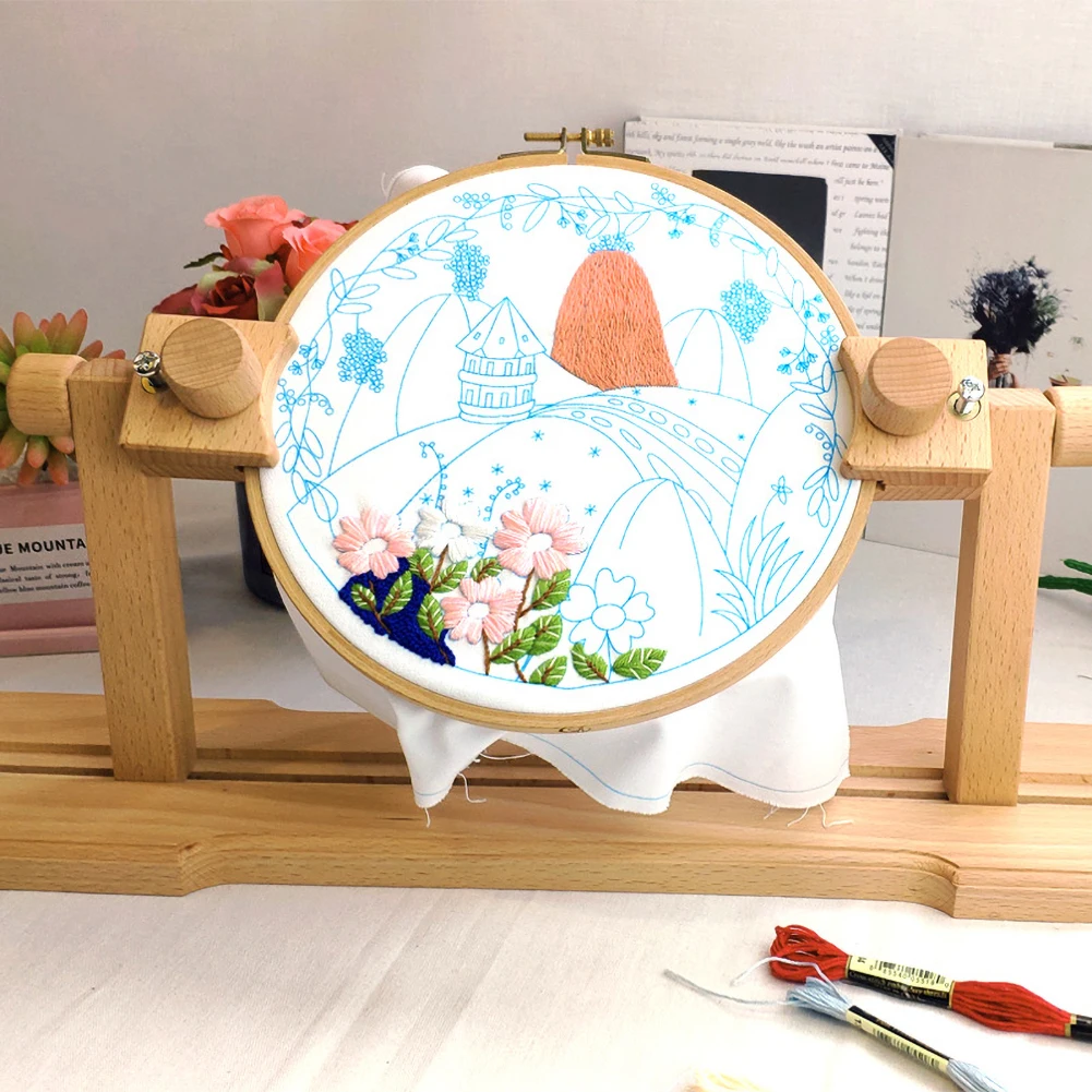 Embroidery Stand Hoop Wood Embroidery Cross Stitch Hoop Set Embroidery Hoop Ring Frame Adjustable Sewing Tools Stitch Hoops