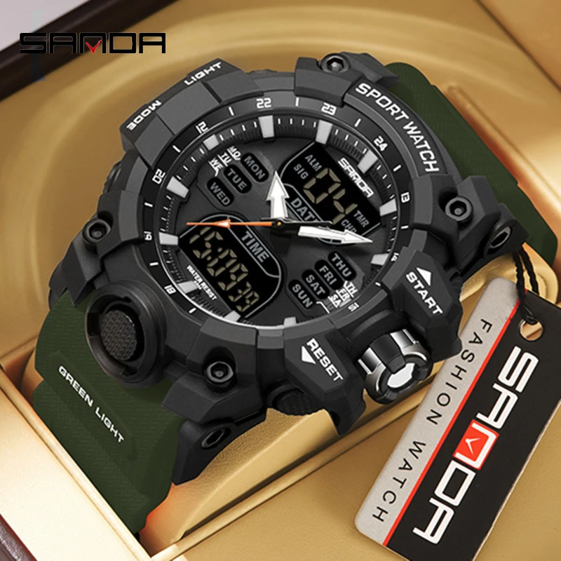 

SANDA 2023 Sports Military Men's Watches Luxury Digital Watch 50M Waterproof Quartz Wristwatch for Male Relogios Masculino 6126