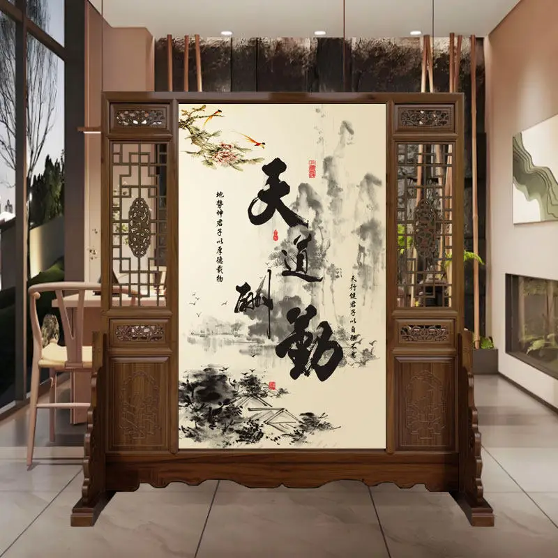 Chinese solid wood screen company hall unit office tea room partition living room welcome pine mobile seat screen