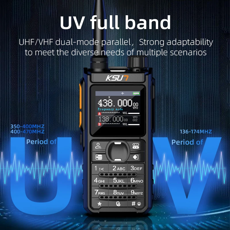 휴대용 핸드 헬드 워키 토키 양방향 라디오 UHF VHF NOAA 날씨 장거리 송수신기 햄 라디오 아마추어 KSUN UV108D