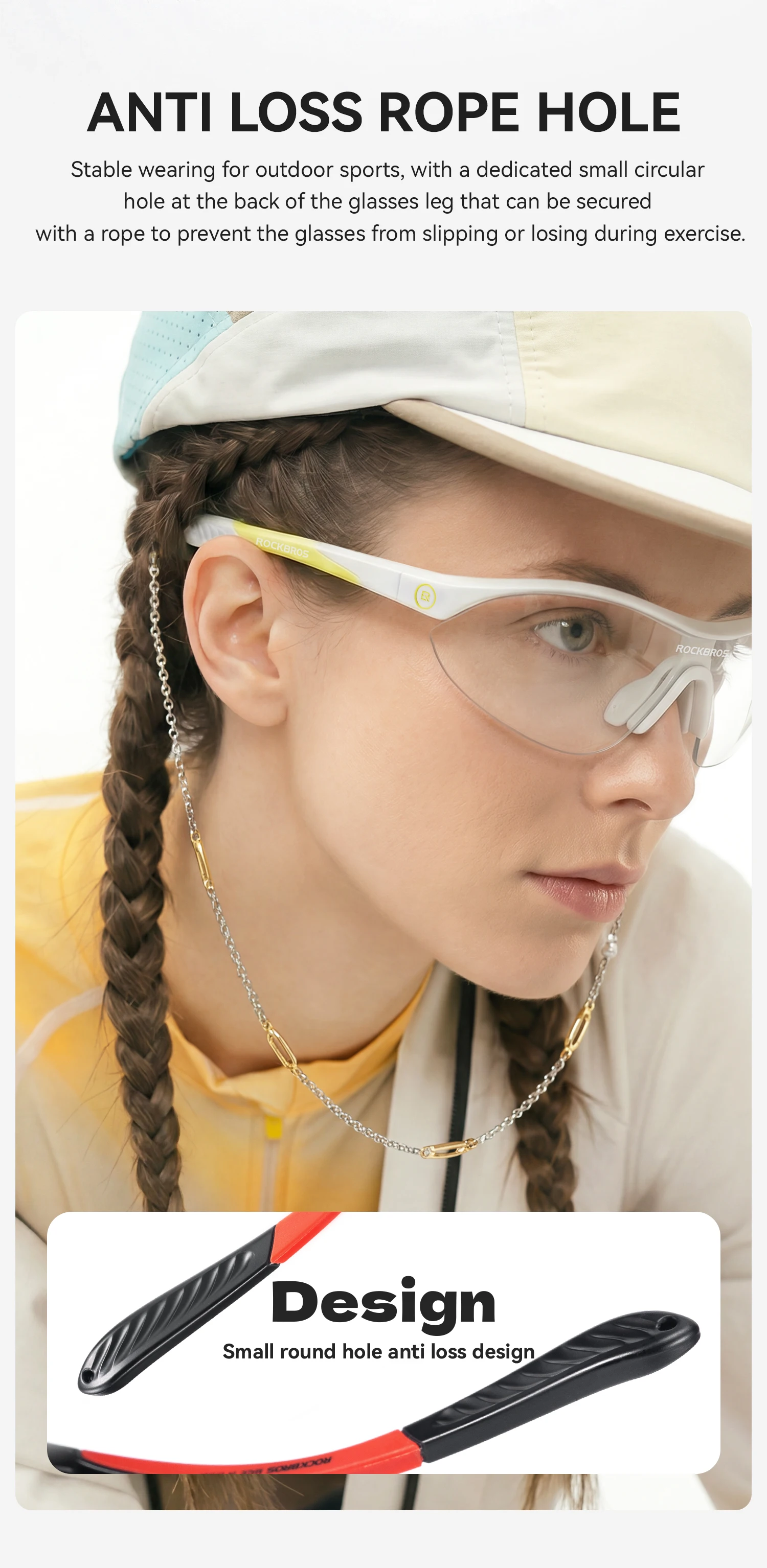 ROCKBROS Fahrradbrille UV400 Polarisierte Sport-Sonnenbrille Leichtgewicht UV-Schutz Winddichte Outdoor-Laufbrille – Detail 13