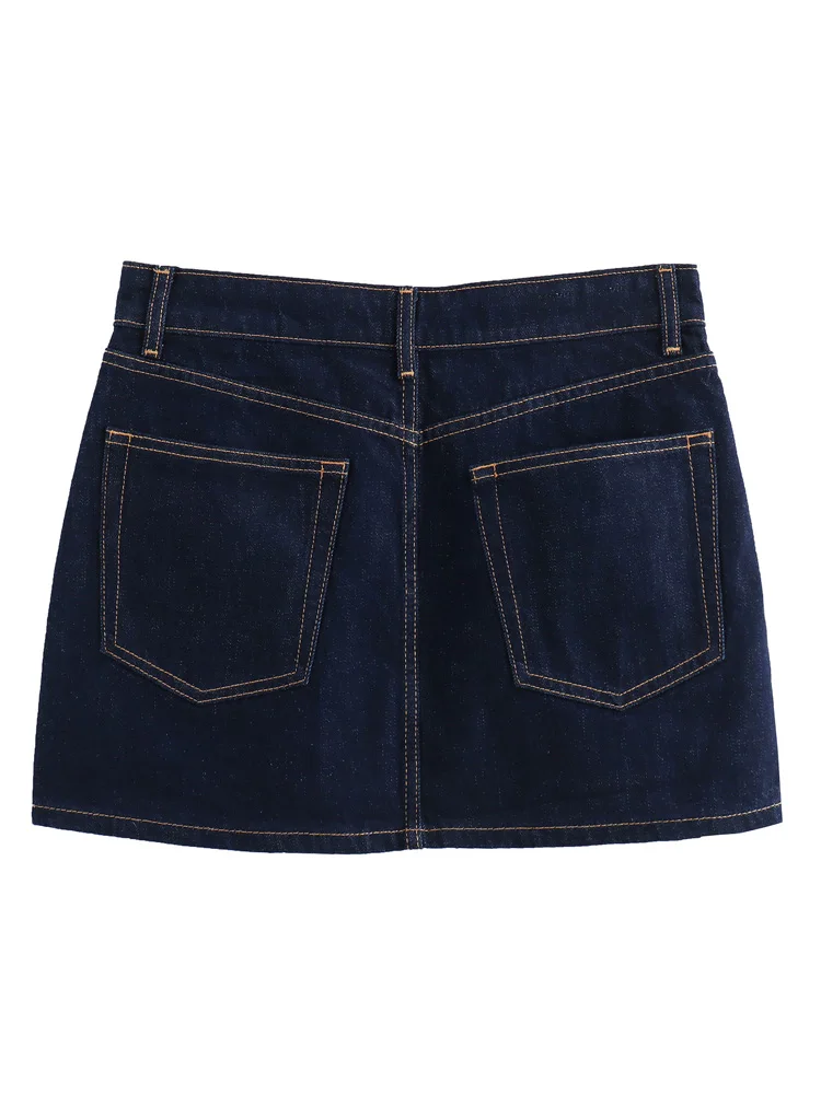 KAOPU ZA Women with five-pocket denim mini skirt vintage mid-rise zip fly female skirts mujer