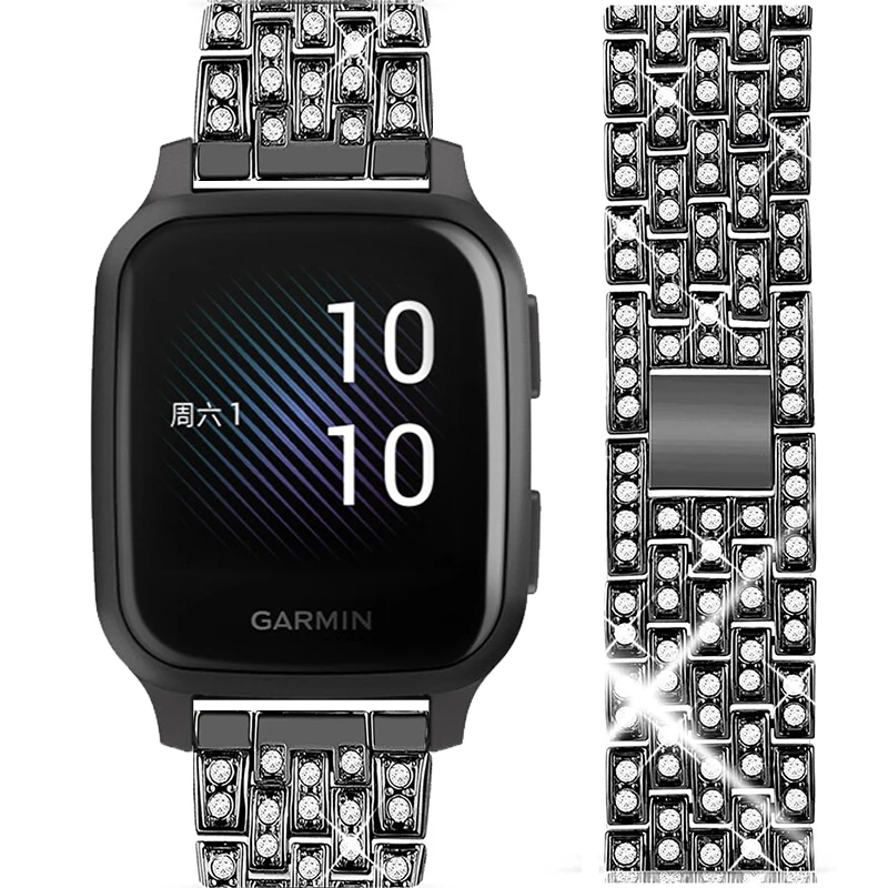 Metal Watch band For Garmin Venu Sq/Music Smart Watch Band For Garmin Venu 2 Plus Strap Garmin Vivomove Sport Diamond Bracelet