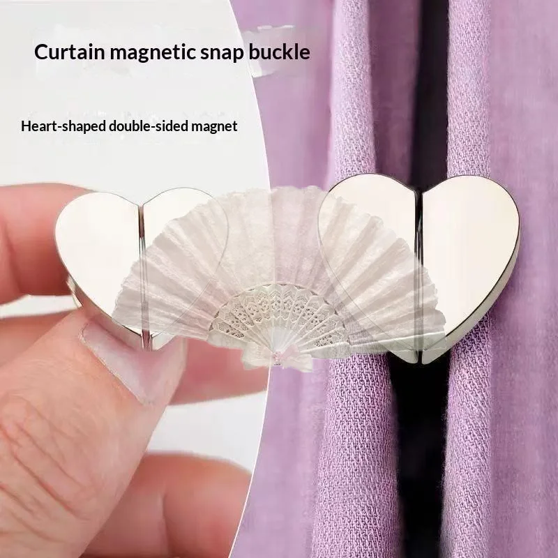 Curtain Magnetic Fastener Buttons Detachable No Trace Hold Clips Light Blocking for Office Hotel Window Drapes Use