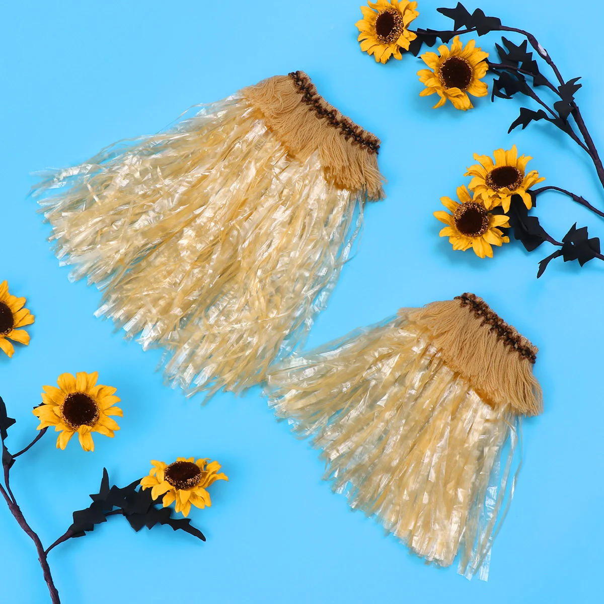 5 قطعة مجموعة تنورة العشب هاواي زي الكبار النساء القبلية هامش شارات مرنة Legbands الشاطئ حفلة Luaus اكسسوارات الزفاف