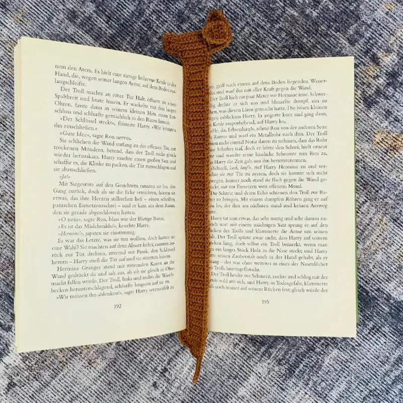 Dachshund Bookmark Handmade Dog Knitted Bookmark Creative Crocheted Brown Dachshund Crafts  Gift Reading Accessories