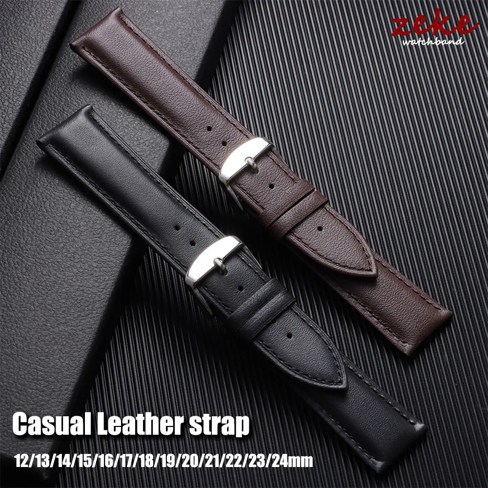 

Calfskin Leather Watch Band Soft Casual Wristwatch Band 12/13/14/15/16/17/18/19/20/21/22/23/24mm for Men Women Replacement Strap