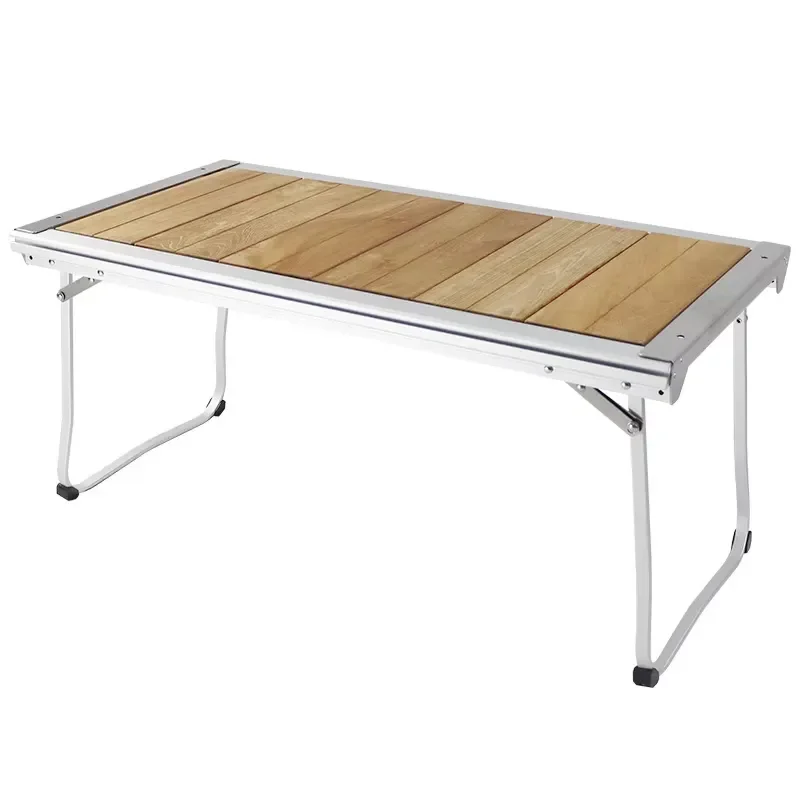 Portable Aluminum Teak Folding Table and Chair Set Modern Outdoor Furniture for Camping Picnic Travel Lightweight Combo