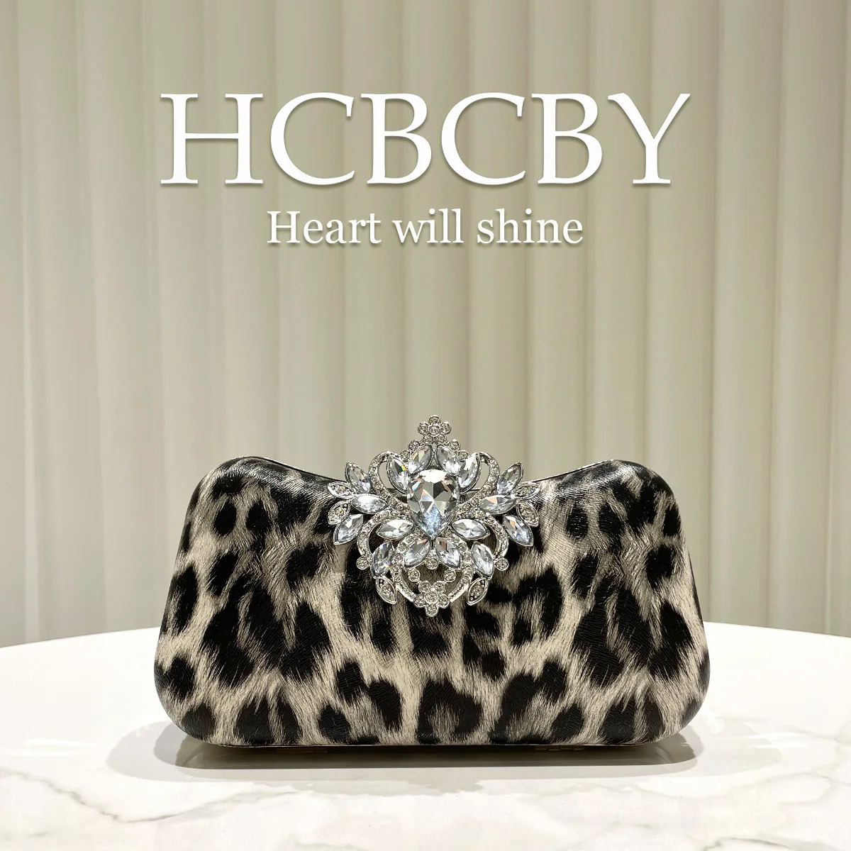 t luxury leopard print rhinestone buckle decorative clutch bag, women's fashionable and elegant box-type dinner bag