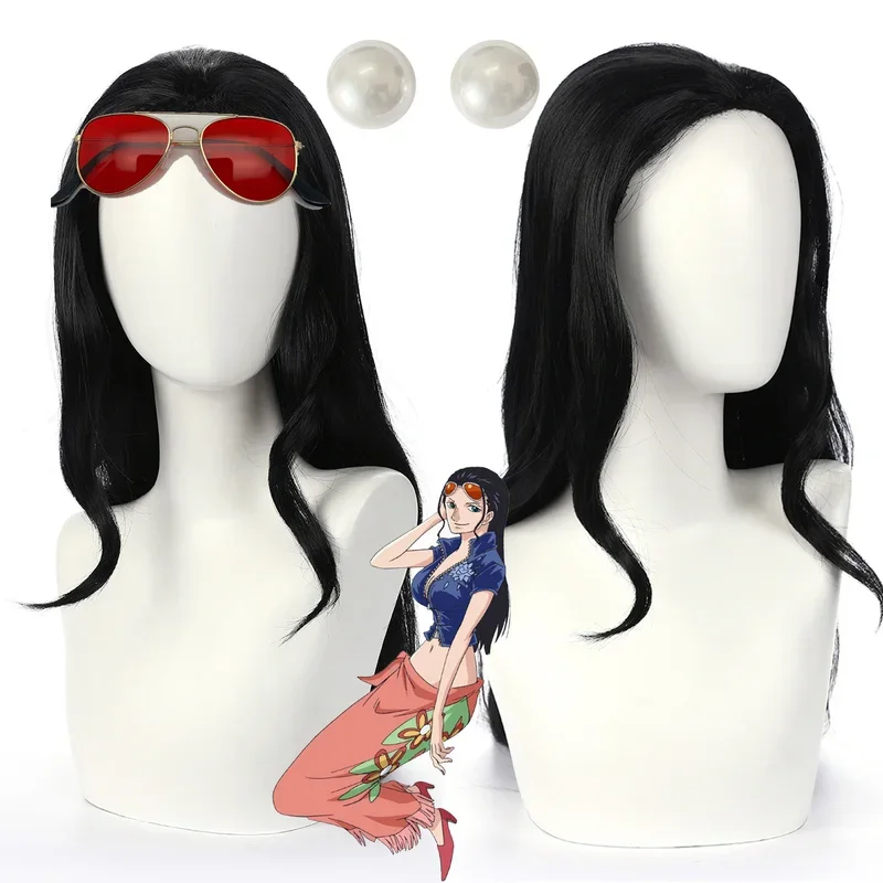 Anime Nico Robin Cosplay Wig Women Black Long Straight Wigs Cosplay Nico Wig Heat Resistant Miss Allsunday wig cap