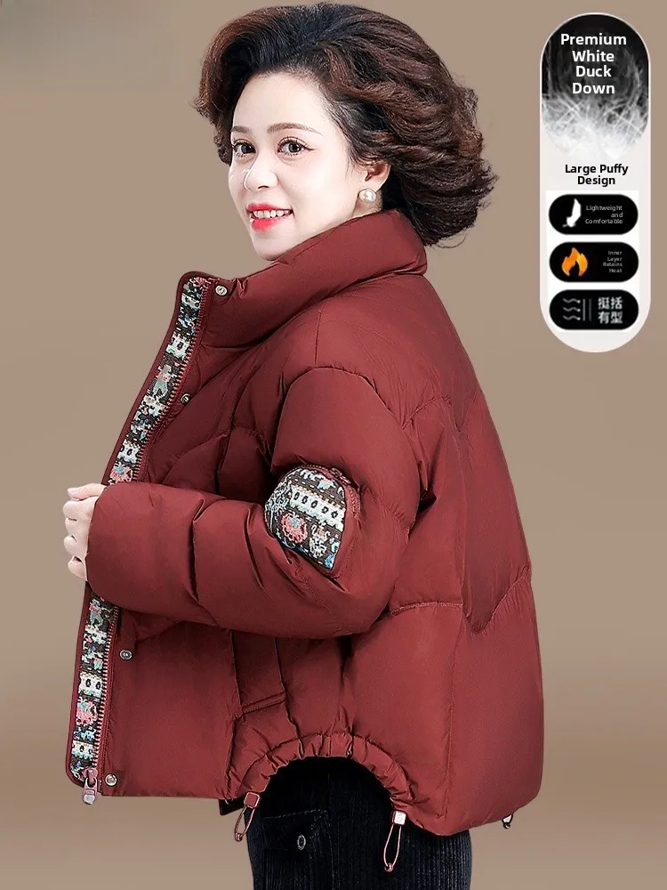

Red down Jaet Winter Clothes for ort Mothers 2024 New Sle Middle-Aged Women's Outerwear Faionable Loose Fit Zipper Cl...