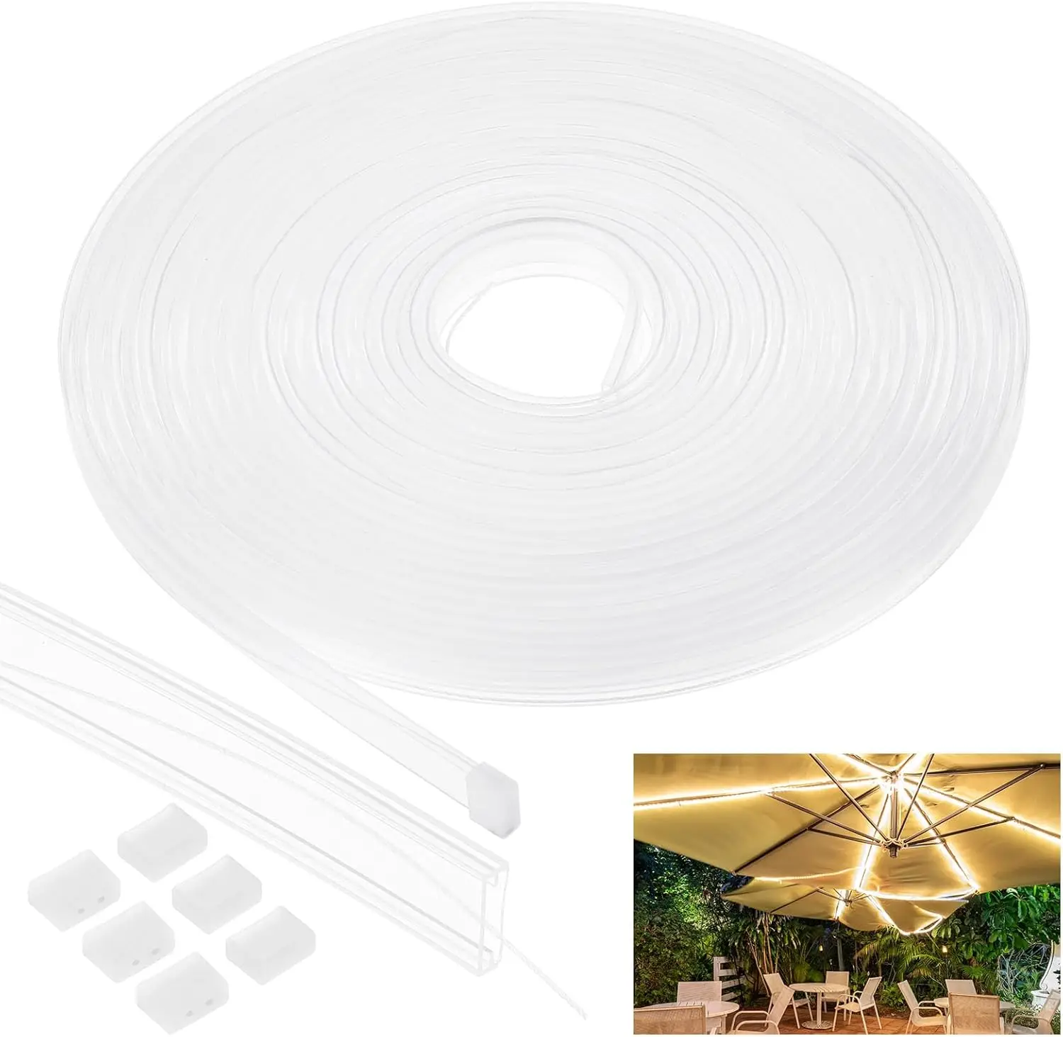 8/10/15mm flexible fully transparent LED silicone sleeve for threading, suitable for 6/8/10mm LED strips, a great indoor product