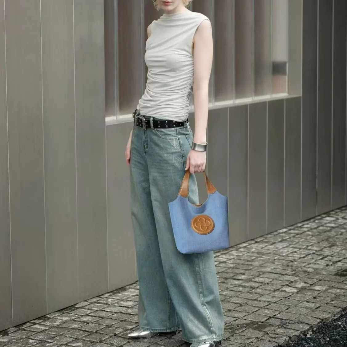 Cassile 2025 New Denim Mini Tote Bag Shoulder Bag for Women