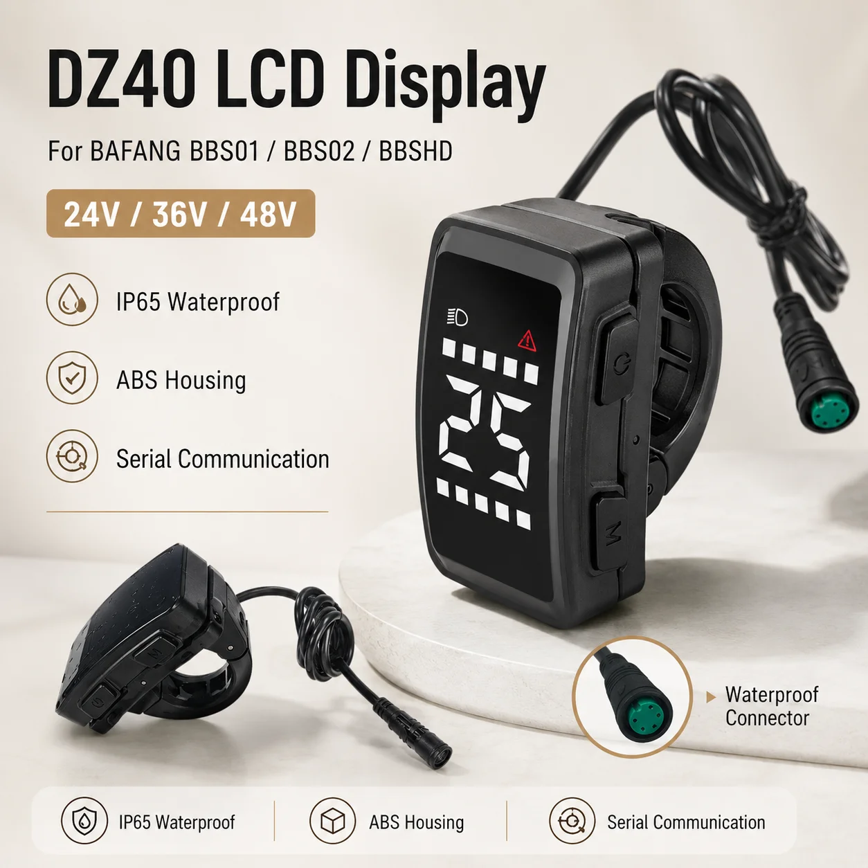 Bafang DZ40 LCD-Display für BBS01 BBS02 BBSHD Mittelmotor 24V 36V 48V E-Bike Armaturenbrett Ersatzteile