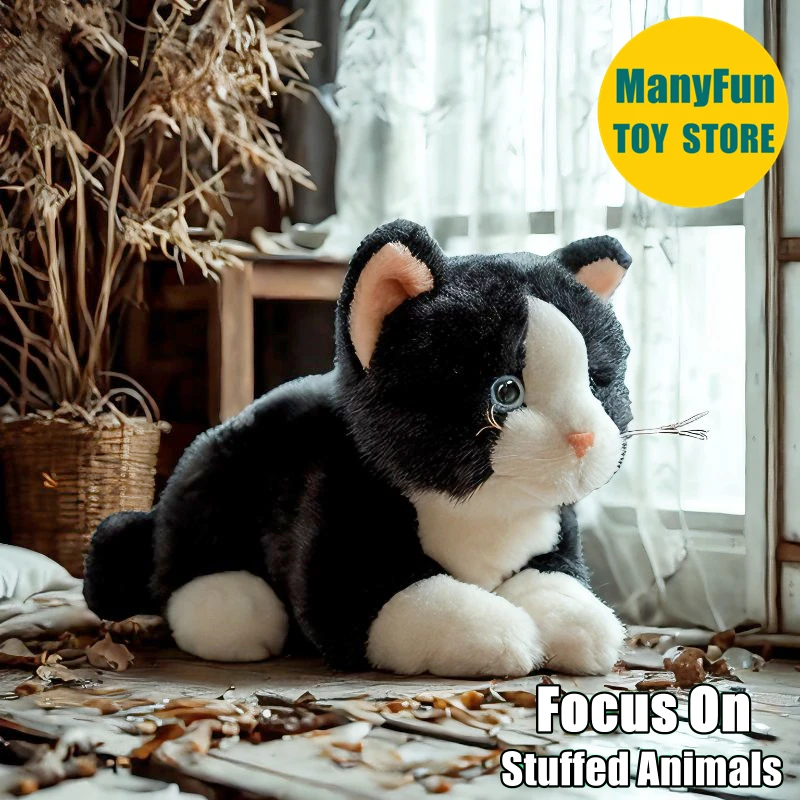 

Piebald Cat Plush Toy High Fidelity Calico Cats Plushie Cat Peluche Lifelike Stuffed Animals Simulation Doll Toy Gifts
