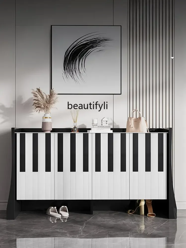 

z.Italian-Style Light Luxury Entrance Cabinet Shoe Cabinet Home Doorway Partition Curio Cabinet Integrated Wall furniture