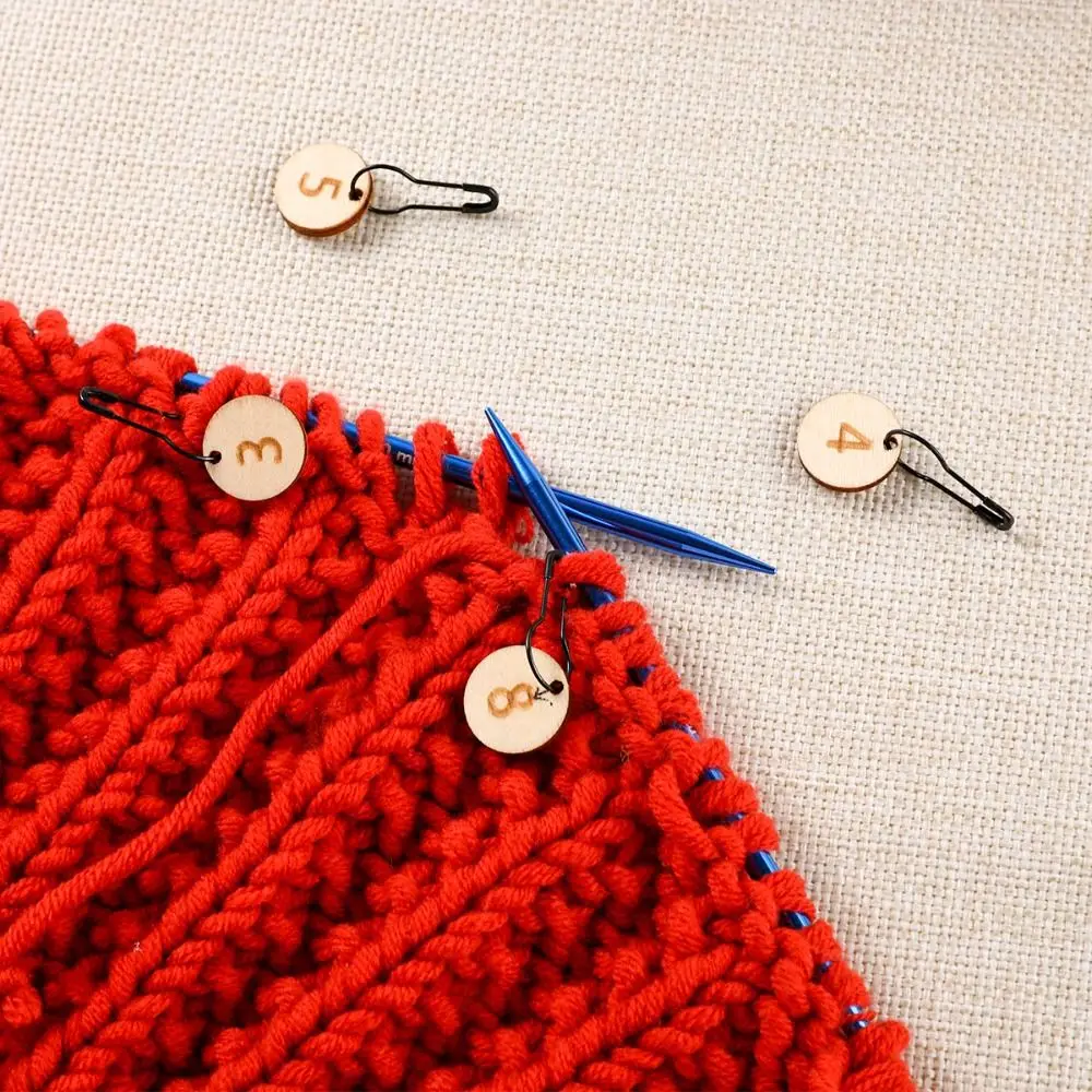 Wooden Locking Stitch Markers Pendants Sewing Supplies Knitting Ruler Gauge DIY Craft Locking Ring Wooden Stitch Needle Clip