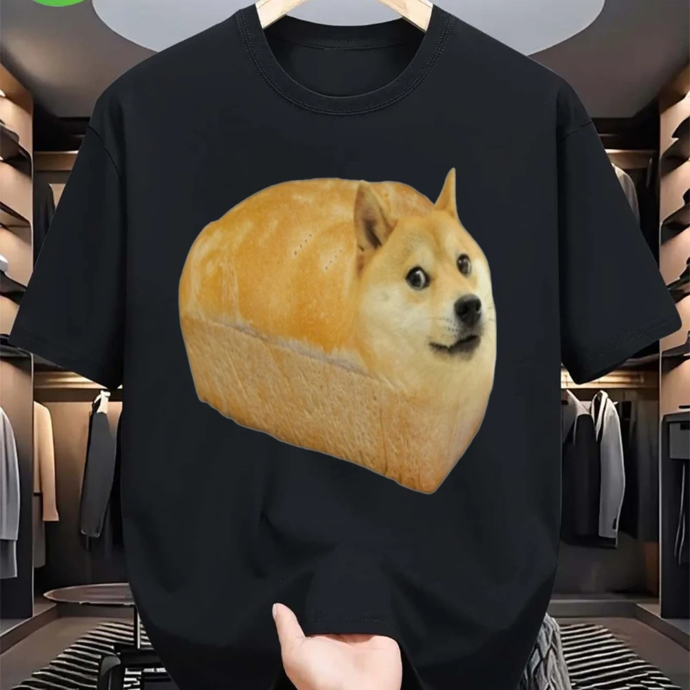 2026 Men'S Funny Shiba Inu Doge Bread Meme T-Shirt Vintage Internet Meme Graphic Tee Soft Breathable Crew Neck Shirt