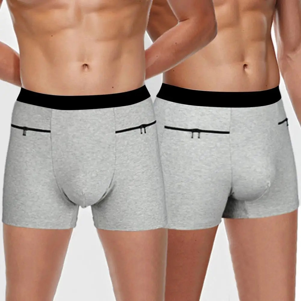 ReLabels-Boxer taille haute pour homme avec double poches et fermeture éclair, sous-vêtement confortable, design U-convexe