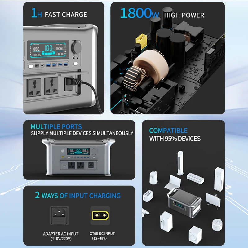 220 v AC Outlets 300W 500W 1000W 2000W Portable Power Station Warehouse in Stock Lifepo4 Battery UPS Function Camping Power