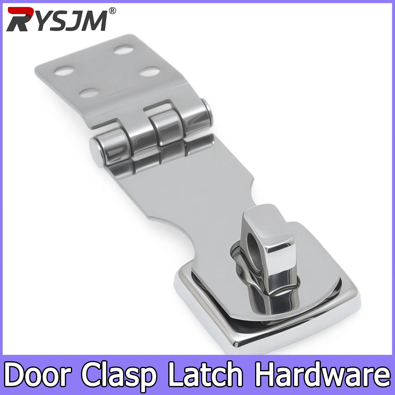 316 Stainless Steel Door Clasp Latch Hardware Boat Swivel Eye Padlock Hasp Lock Gate Cabinet Safety Hasp Easy Installation 98mm