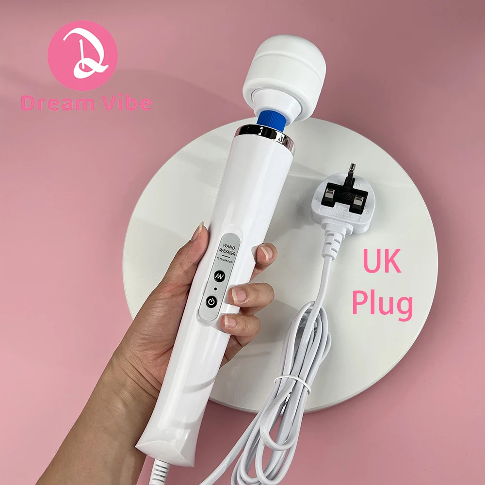 Kabelgebundener Mega-Zauberstab, UK-Stecker-Zauberstab, Massagegerät mit Draht, superstark, 10 Vibrationen, Vergnügen, Frauen, Sex, Sport, Erholung, Muskelschmerzen