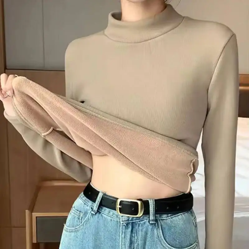 Autumn Winter Basic Knitted Thicken Sweaters Women Fashion Stretch Solid Color Sweater Simple Comfortable Thermal Jumpers Ladies