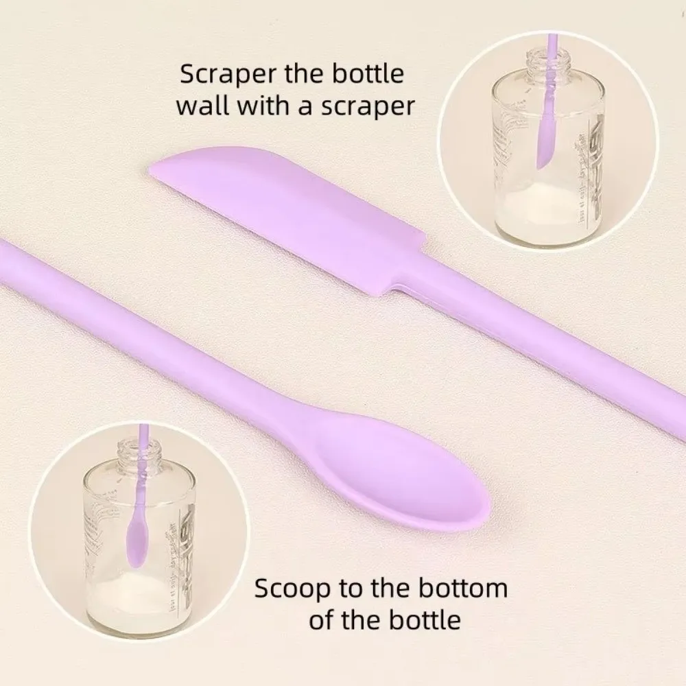 3pcs Portable Mini Silicone Scraper Double-head Soft Face Mask Brush Lengthened Jam Scraping Spoons Makeup Brushes Set