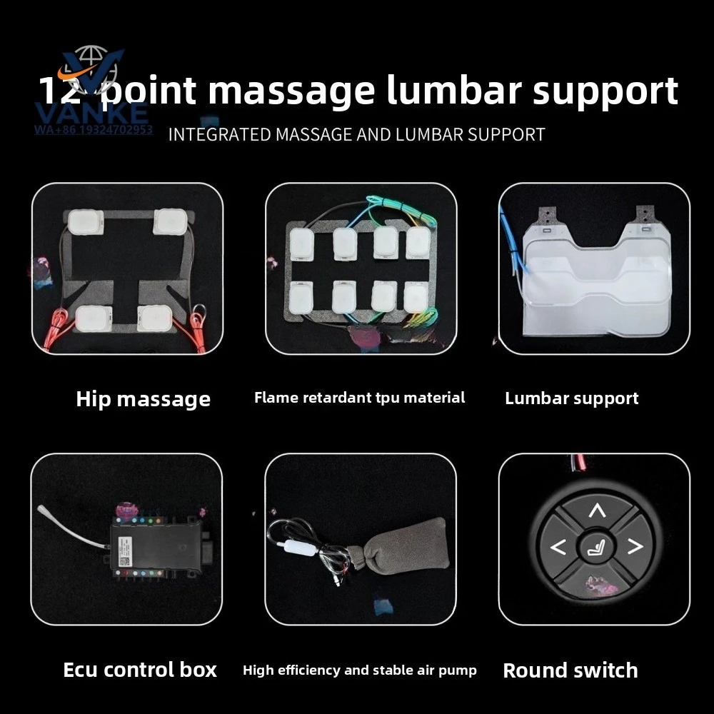 12 Air Ma ssa ge Ca r Sea t 2 Mode Lumba r Support for Long Drive Comfort Cushion