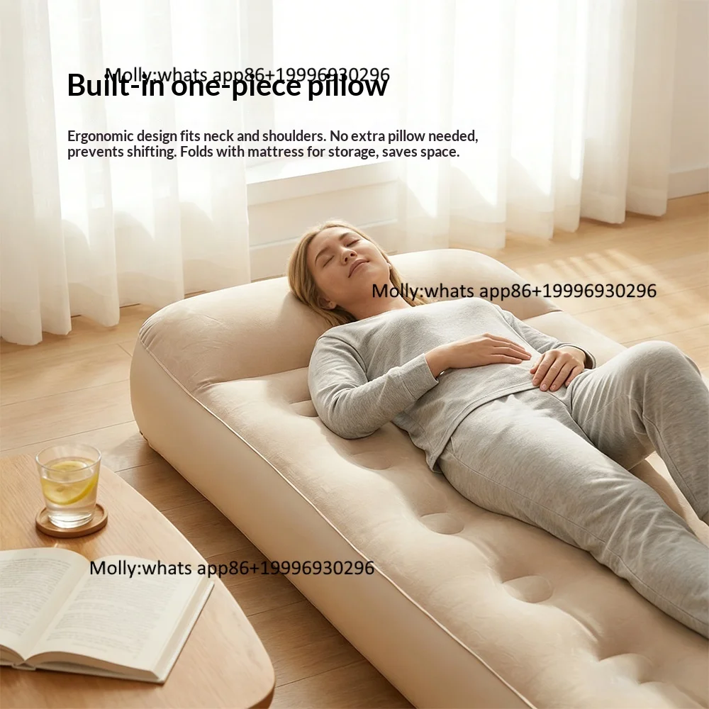 Automatic Air Mattress Home & Camping Use Flocked Top Thickened PVC Cover Modern Simple Design Inflatable Mattress Bed