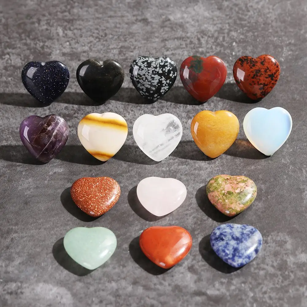 1pcs Natural Stones Heart-Shaped 20MM Semi-Precious Potted Plants Fish Tank Crystal Decorations And Home Decorations