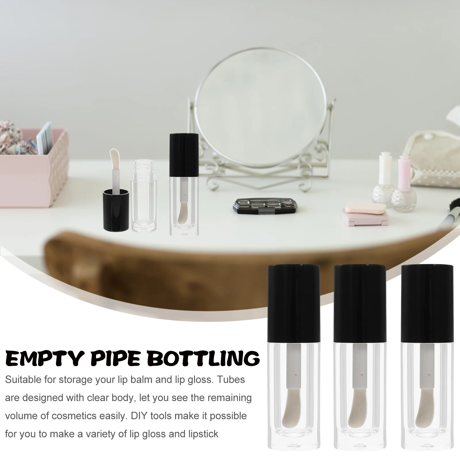 5pcs Empty Gloss Tubes Clear Refillable Lip Balm Oil Containers 6Ml Travel Size Small Bottles For Diy Lip Glaze Storage