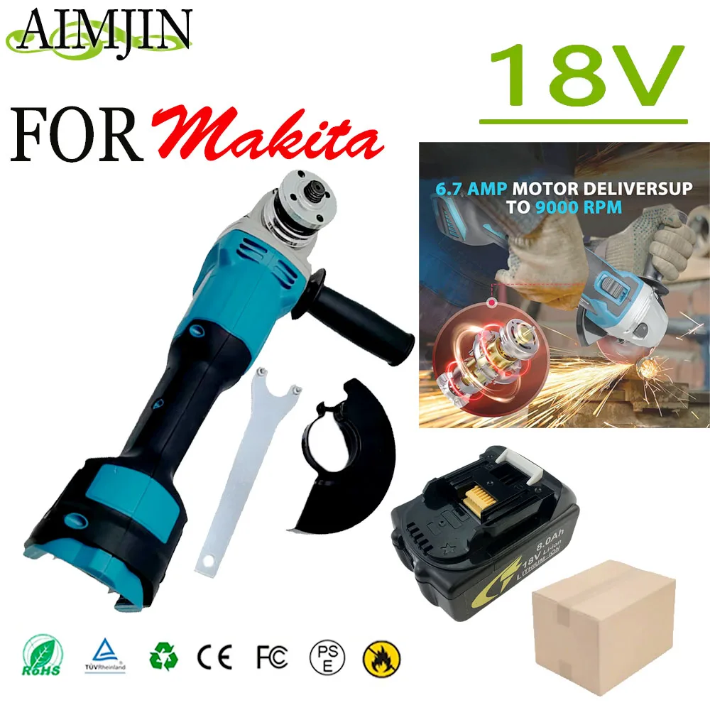 DGA402 Brushless Electric Angle Grinder Rechargeable Cutting Machine Compatible for Makita 18V Battery Polishing Machine