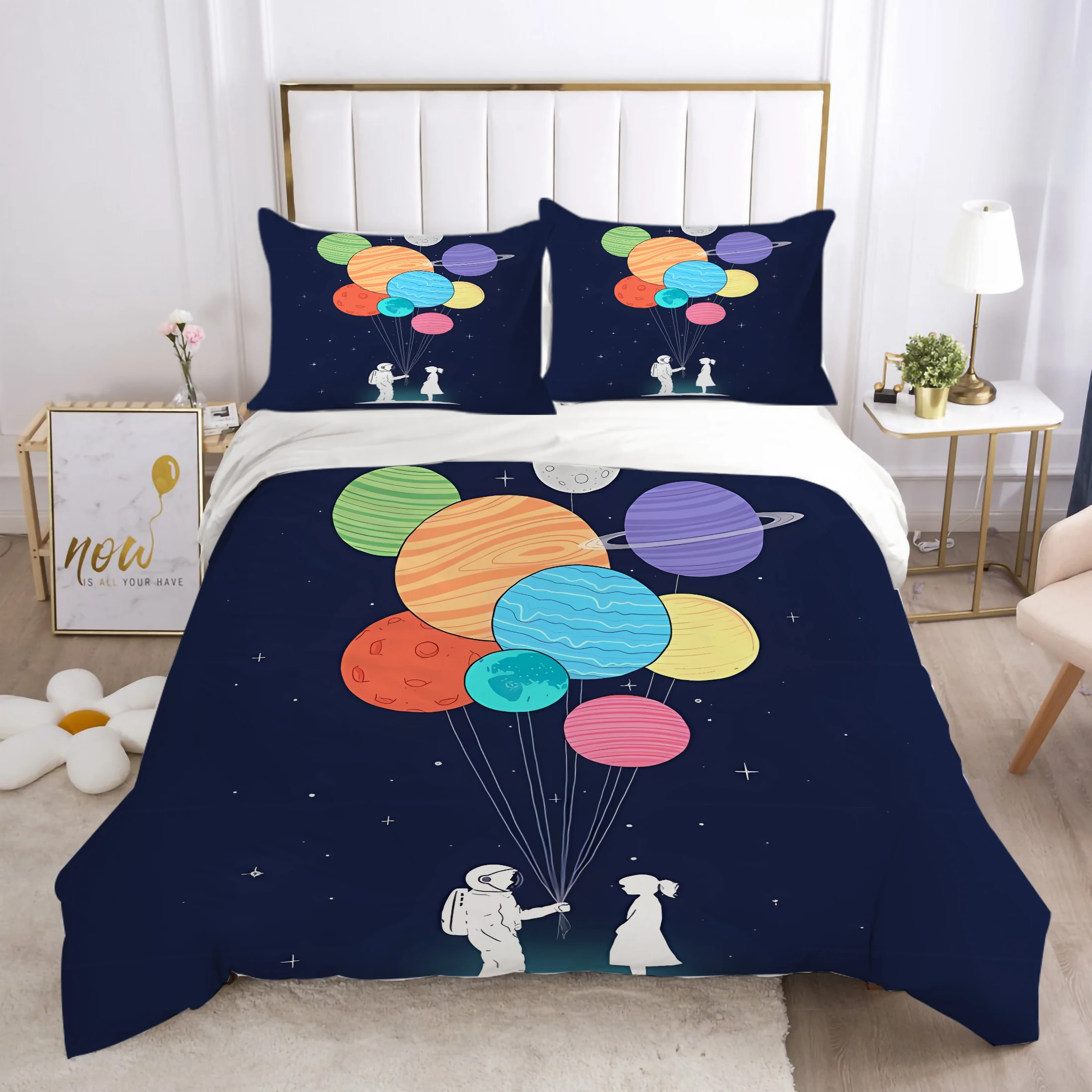 Home Quilt Cover Cartoon Print Comforter Cover Set 3D Bedding Set Children Duvet Cover