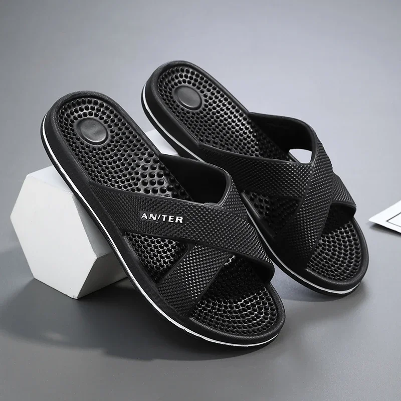 Size 48 Massage Slippers Men's Summer Indoor House Bathroom Bath Sole Acupoints Foot Therapy Non-slip Sandals Men Slippers Shoes