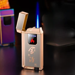 Electric Touch Sensing Butane Gas Lighter Metal Outdoor Windproof Blue Flame Torch Jet USB Rechargeable Lighter Men's Gift