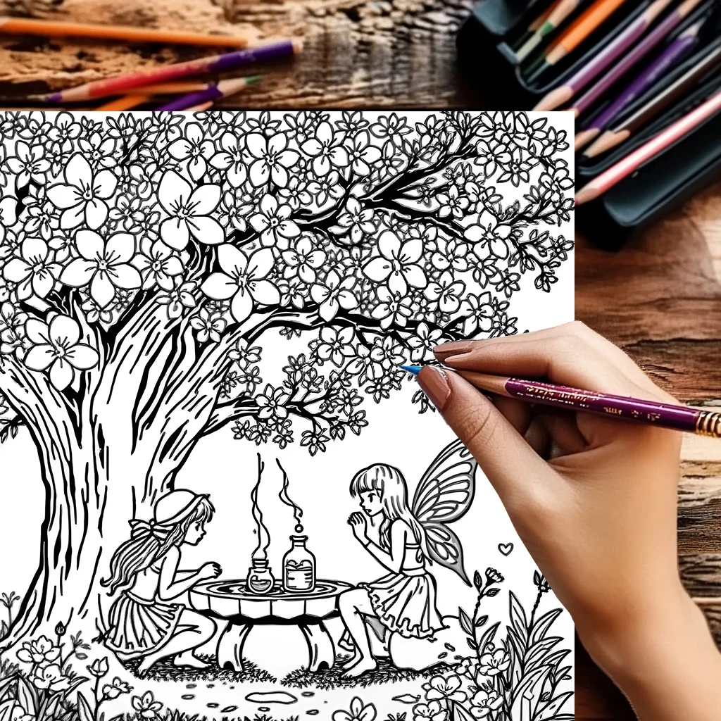 Livro para colorir Fairy Garden de 28 páginas para adultos |   Suprimentos de desenho Livro para colorir para Natal, Ação de Graças
