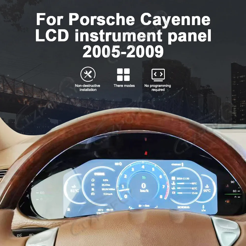 

Full LCD Digital Instrument Cluster For Porsche Cayenne 2005–2009 Plug and Play Speedometer Dashboard Replacement